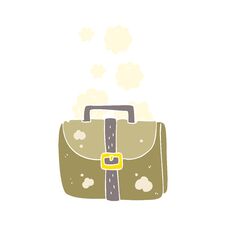 Flat Color Illustration Of A Cartoon Old Work Bag Royalty Free Stock Photos
