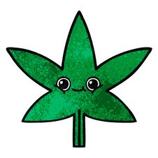 Retro Grunge Texture Cartoon Marijuana Leaf Stock Photos