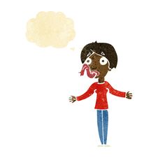 Cartoon Woman Telling Lies With Thought Bubble Royalty Free Stock Images