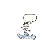 Cartoon Surfer With Speech Bubble Stock Image