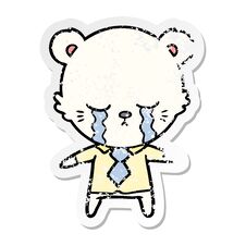 Distressed Sticker Of A Crying Cartoon Polarbear Royalty Free Stock Photos