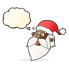 Cartoon Jolly Santa Claus Face With Thought Bubble Stock Photo