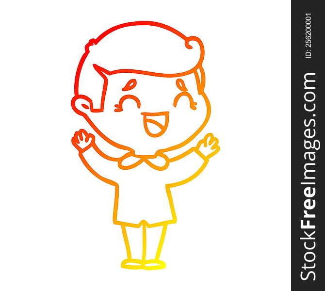 warm gradient line drawing of a cartoon laughing man