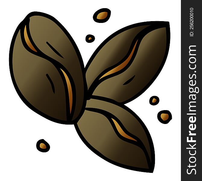 hand drawn gradient cartoon doodle of three coffee beans