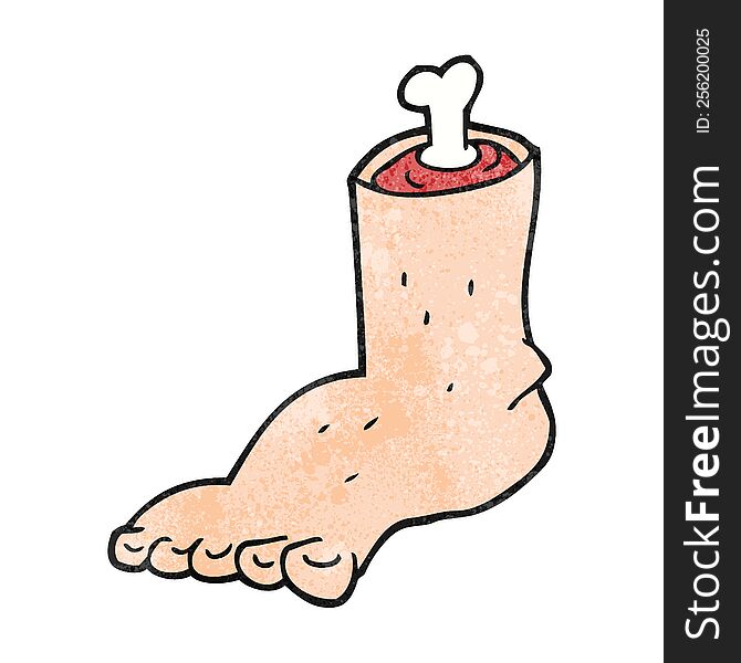 freehand textured cartoon severed foot