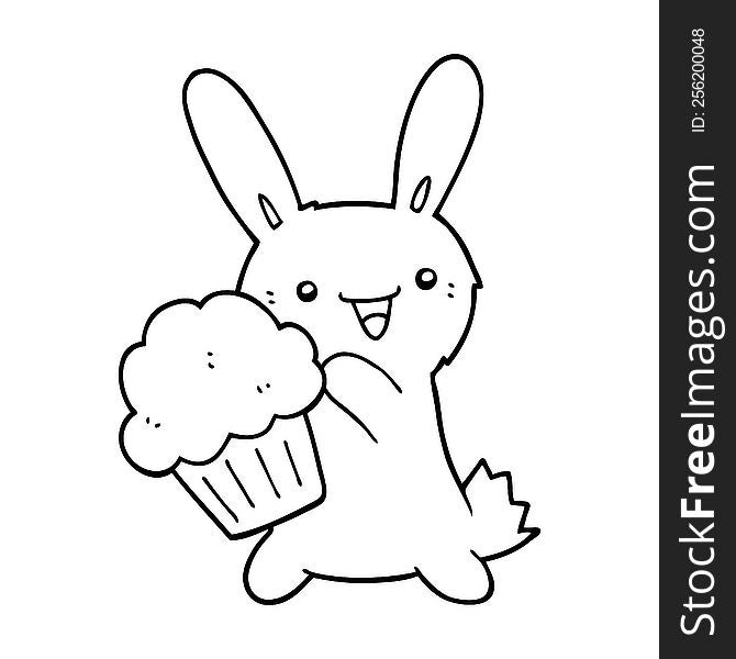 cute cartoon rabbit with muffin