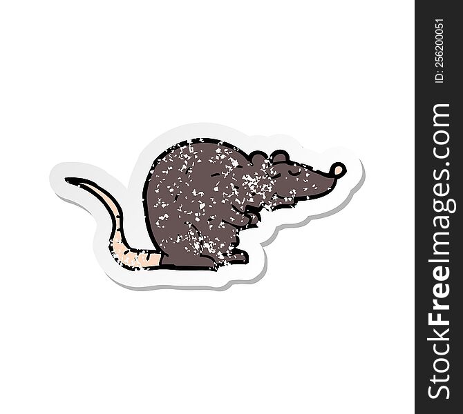Retro Distressed Sticker Of A Cartoon Black Rat
