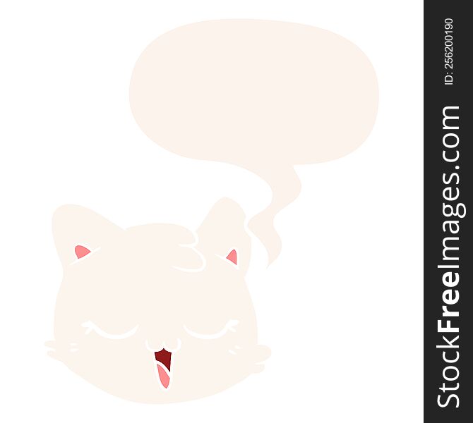 Cartoon Cat Face And Speech Bubble In Retro Style