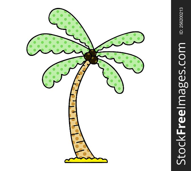 comic book style quirky cartoon palm tree. comic book style quirky cartoon palm tree