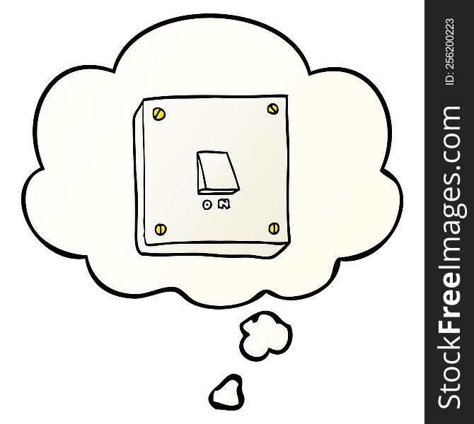 cartoon light switch and thought bubble in smooth gradient style