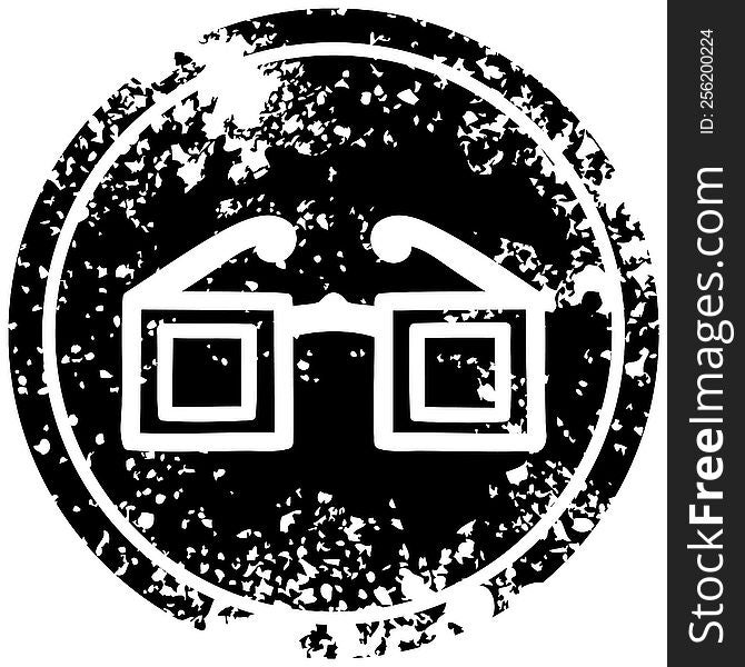 square glasses distressed icon symbol