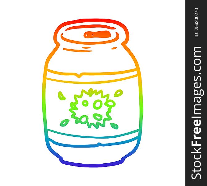 rainbow gradient line drawing of a can of soda