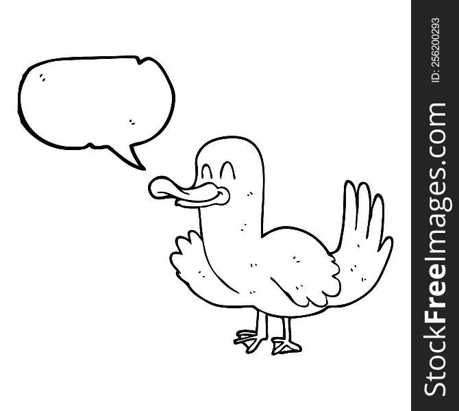 freehand drawn speech bubble cartoon duck