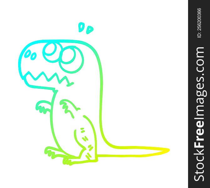 cold gradient line drawing of a cartoon prehistoric dinosaur
