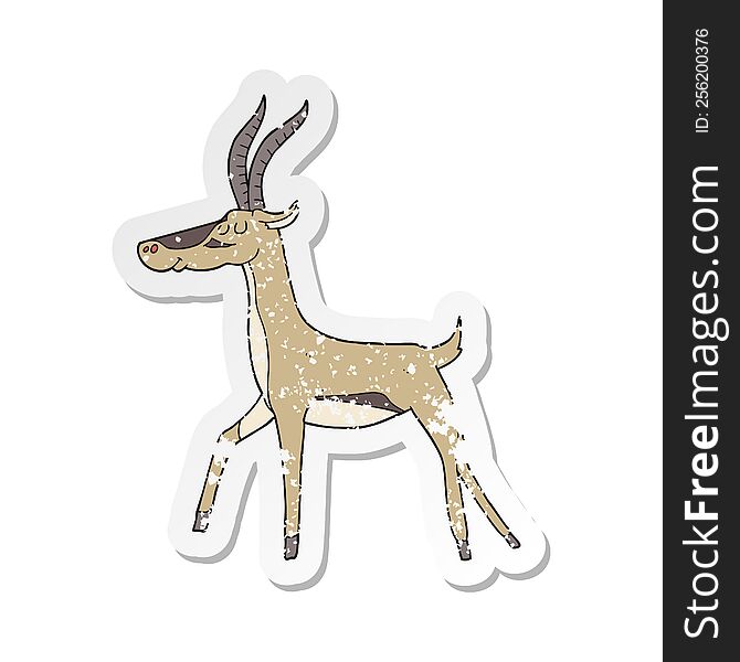 Retro Distressed Sticker Of A Cartoon Gazelle