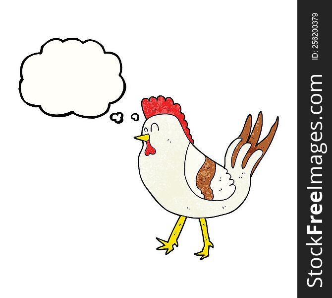 Thought Bubble Textured Cartoon Chicken