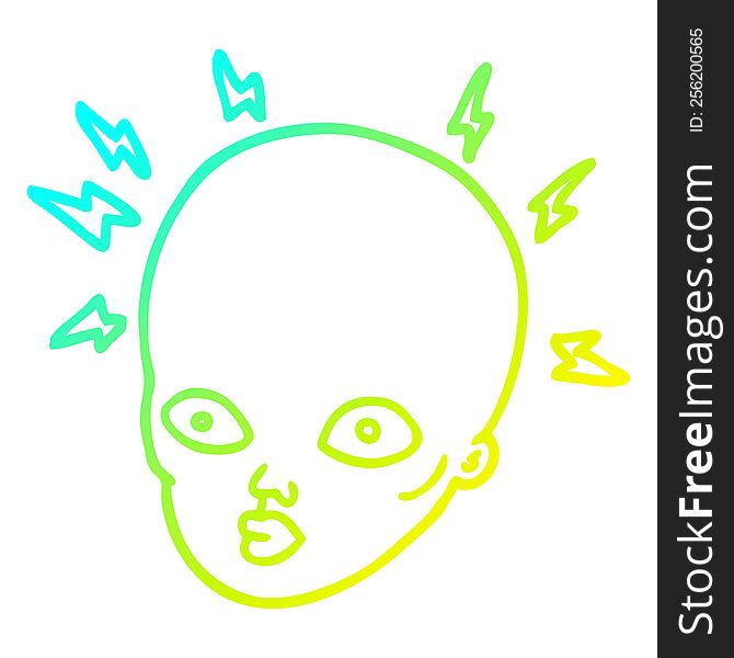 Cold Gradient Line Drawing Cartoon Bald Head