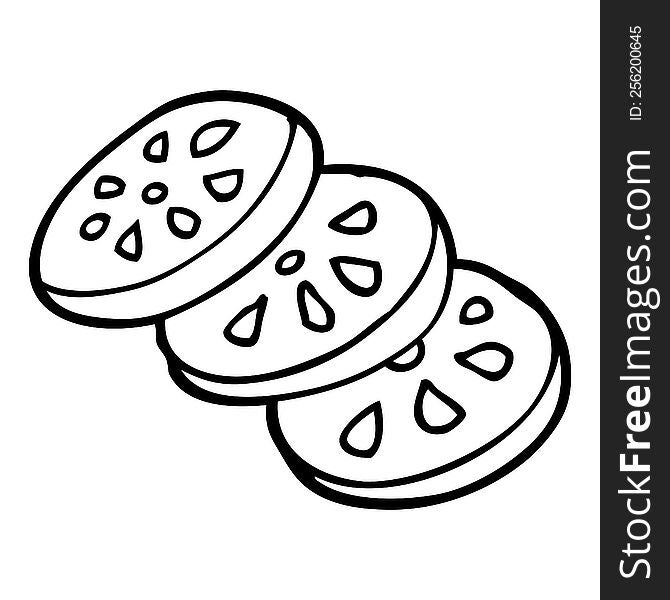 Line Drawing Cartoon Lemon Slices