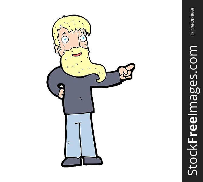 Cartoon Man With Beard Pointing