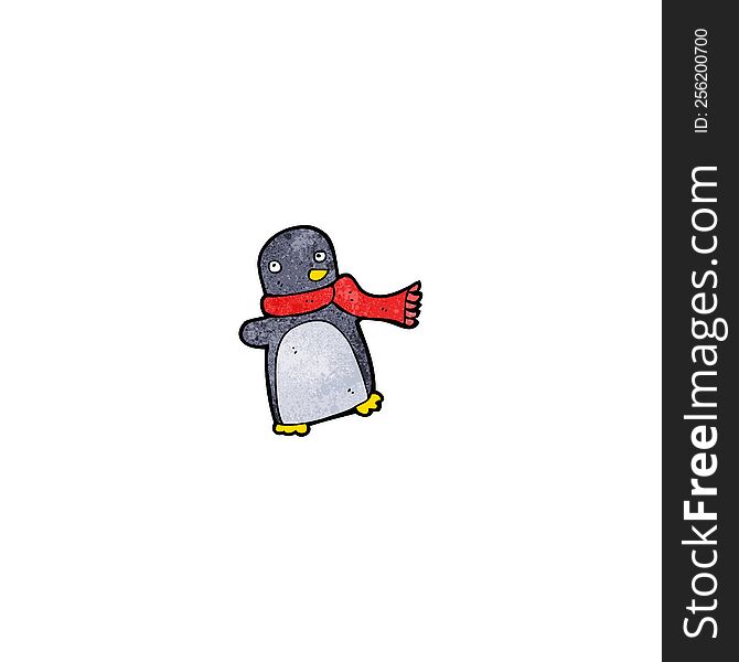 cartoon penguin wearing scarf