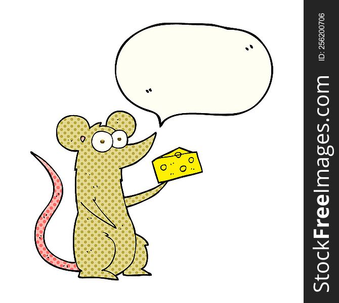 Comic Book Speech Bubble Cartoon Mouse With Cheese