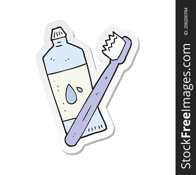 Sticker Of A Cartoon Toothbrush