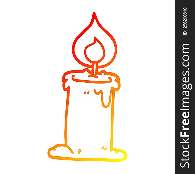 warm gradient line drawing of a cartoon lit candle