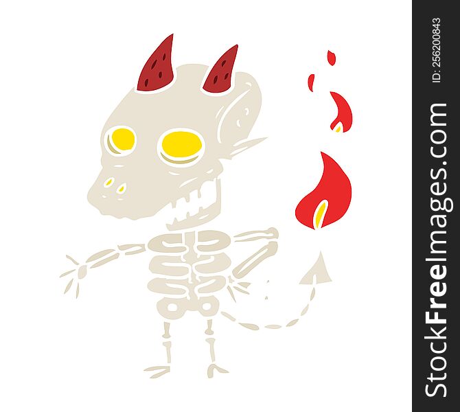 Flat Color Style Cartoon Spooky Skeleton Demon