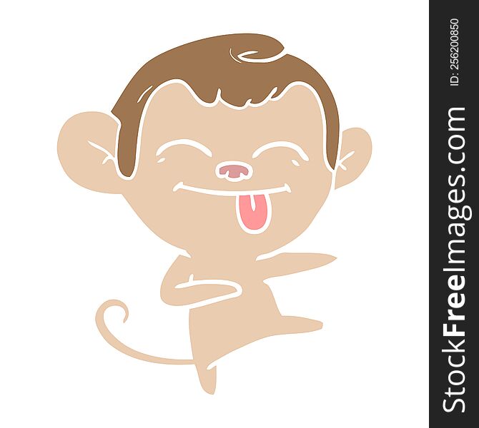 Funny Flat Color Style Cartoon Monkey Pointing