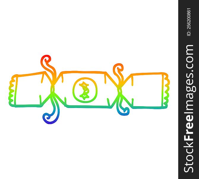 Rainbow Gradient Line Drawing Cartoon Christmas Cracker