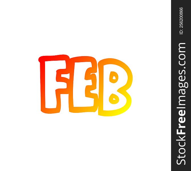 warm gradient line drawing of a cartoon month of february