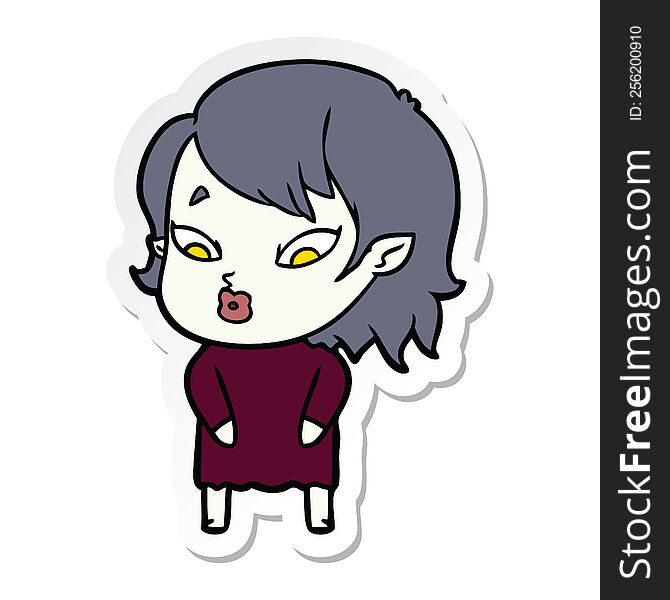 Sticker Of A Cute Cartoon Vampire Girl