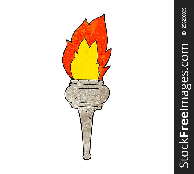 freehand textured cartoon flaming torch