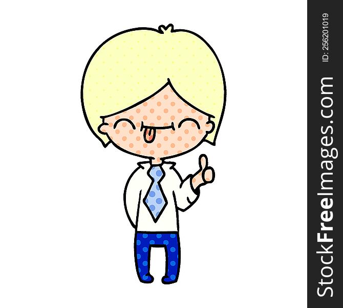 cartoon of boy with thumb up