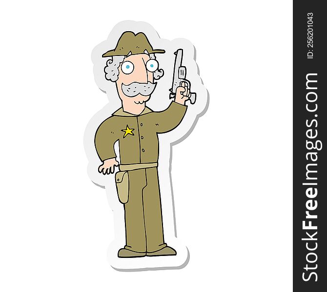 sticker of a cartoon sheriff