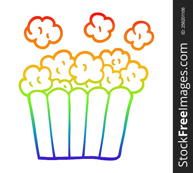 rainbow gradient line drawing of a cartoon cinema popcorn