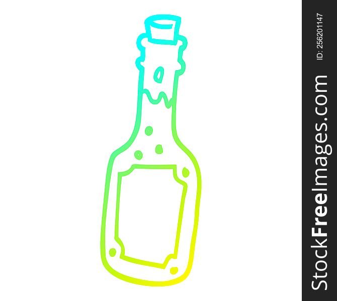 cold gradient line drawing of a cartoon beer bottle