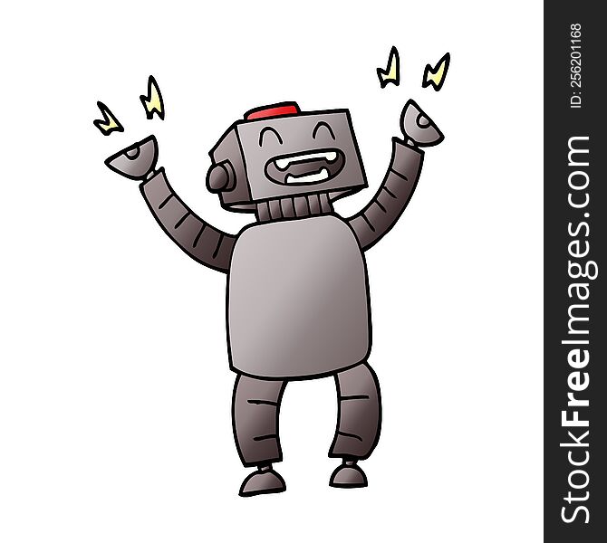cartoon doodle happy robot