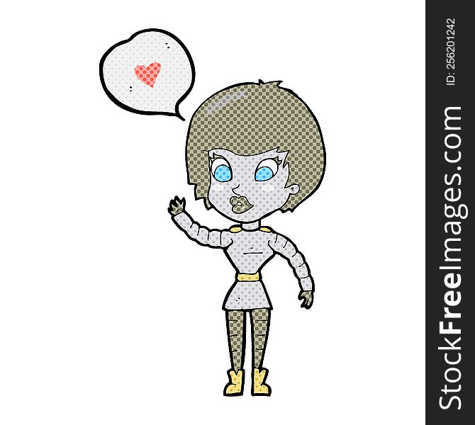 cartoon robot woman in love