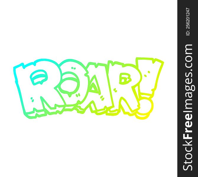 cold gradient line drawing of a cartoon roar text