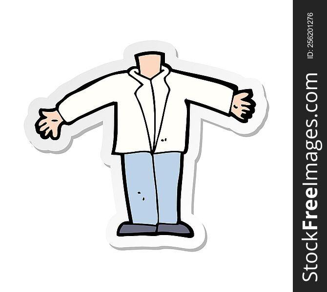 Sticker Of A Cartoon Body Waving Arms