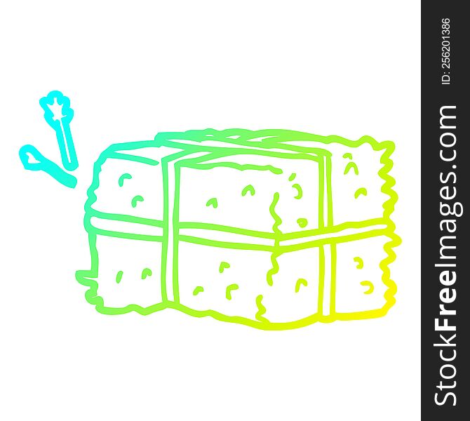 cold gradient line drawing of a cartoon bale of hay