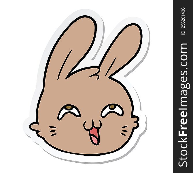 Sticker Of A Cartoon Happy Rabbit Face