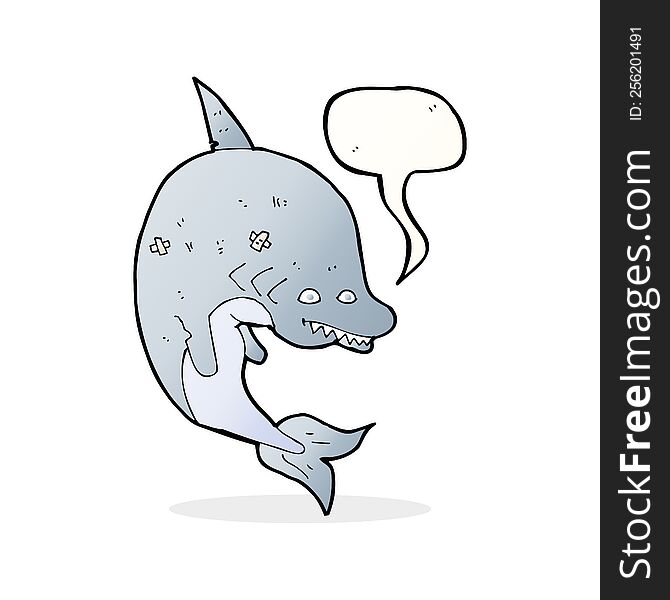 Cartoon Shark With Speech Bubble