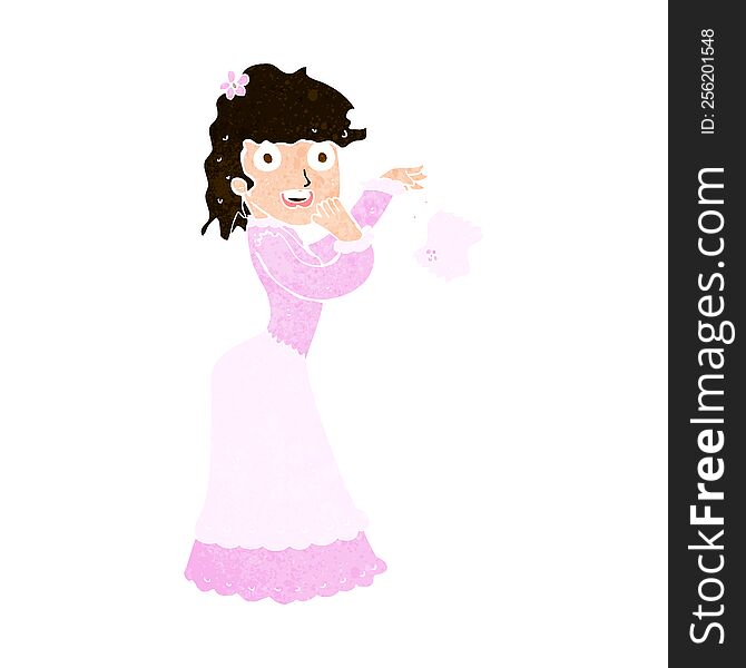 cartoon victorian woman dropping handkerchief