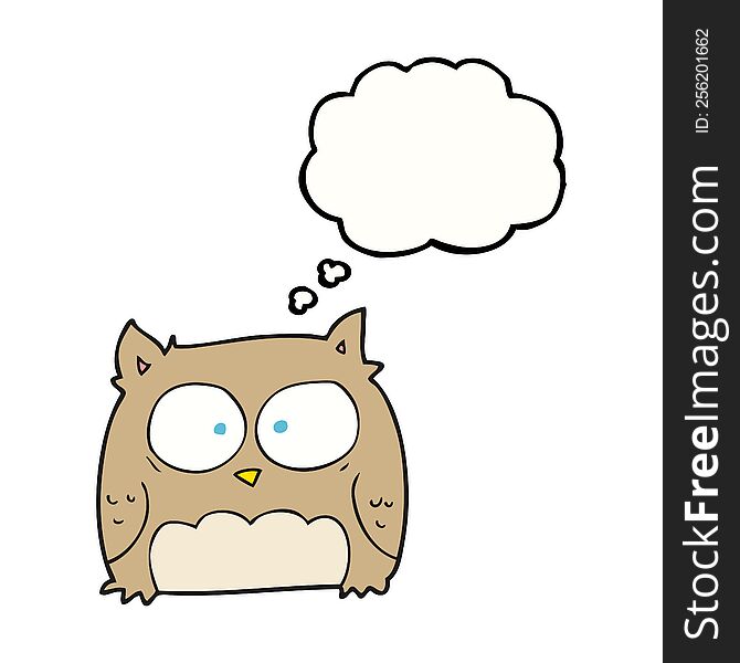 freehand drawn thought bubble cartoon owl