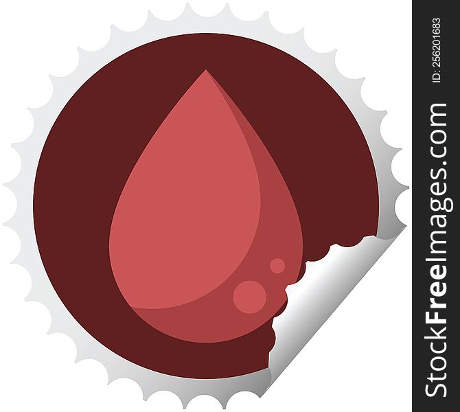 blood drop graphic vector illustration round sticker stamp. blood drop graphic vector illustration round sticker stamp