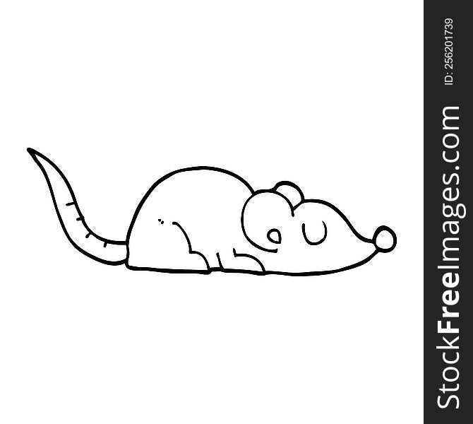 Line Drawing Cartoon Peaceful Mouse