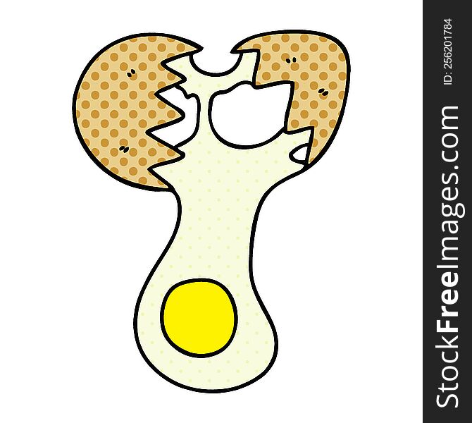 comic book style quirky cartoon cracked egg. comic book style quirky cartoon cracked egg