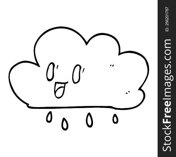 Line Drawing Cartoon Happy Grey Cloud